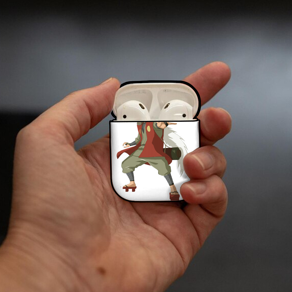 NARUTO -ナルト- 自来也（じらいや） Jiraiya AirPods 第2世代保護ケース ハードシェル ブラック 耐衝撃・防指紋・カラビナ付き