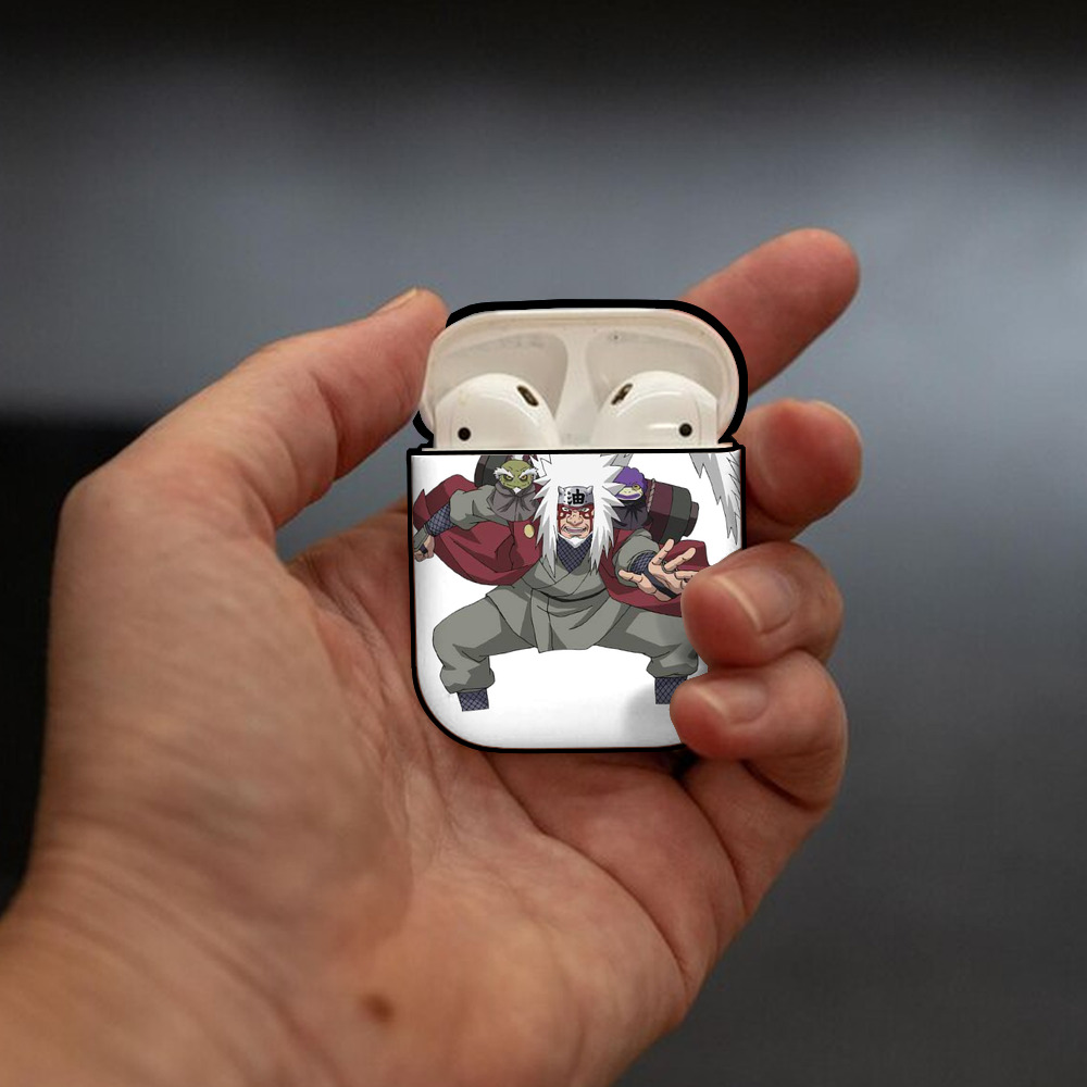 NARUTO -ナルト- 自来也（じらいや） Jiraiya AirPods 第2世代保護ケース ハードシェル ブラック 耐衝撃・防指紋・カラビナ付き