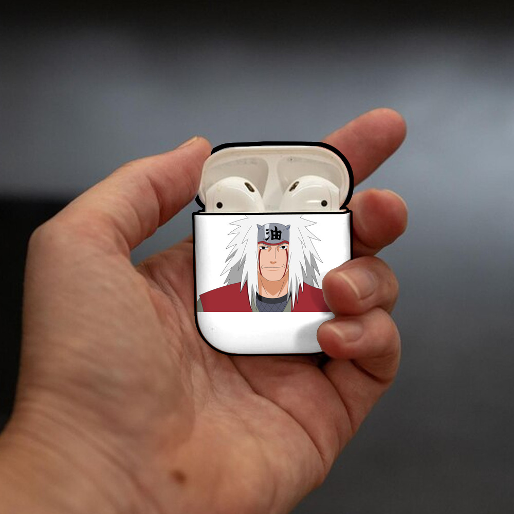 NARUTO -ナルト- 自来也（じらいや） Jiraiya AirPods 第2世代保護ケース ハードシェル ブラック 耐衝撃・防指紋・カラビナ付き