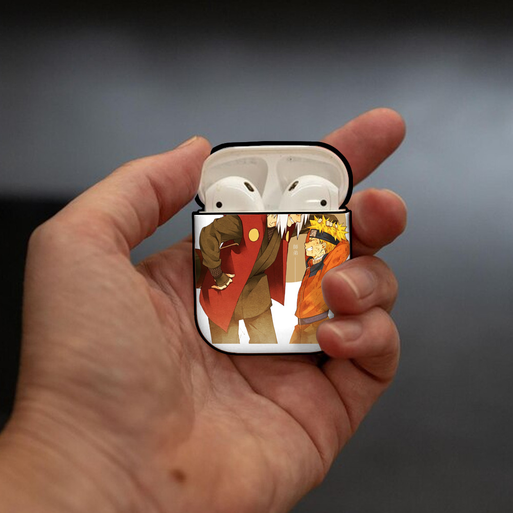 NARUTO -ナルト- 自来也（じらいや） Jiraiya AirPods 第2世代保護ケース ハードシェル ブラック 耐衝撃・防指紋・カラビナ付き