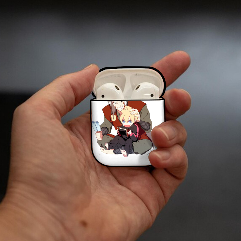 NARUTO -ナルト- 自来也（じらいや） Jiraiya AirPods 第2世代保護ケース ハードシェル ブラック 耐衝撃・防指紋・カラビナ付き