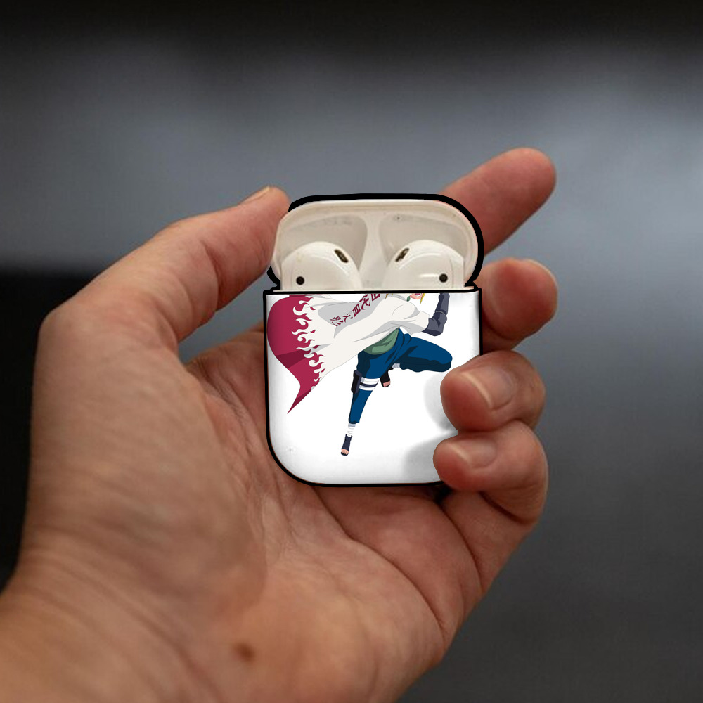 NARUTO -ナルト- 波風 ミナト Namikaze Minato AirPods 第2世代保護ケース ハードシェル ブラック 耐衝撃・防指紋・カラビナ付き