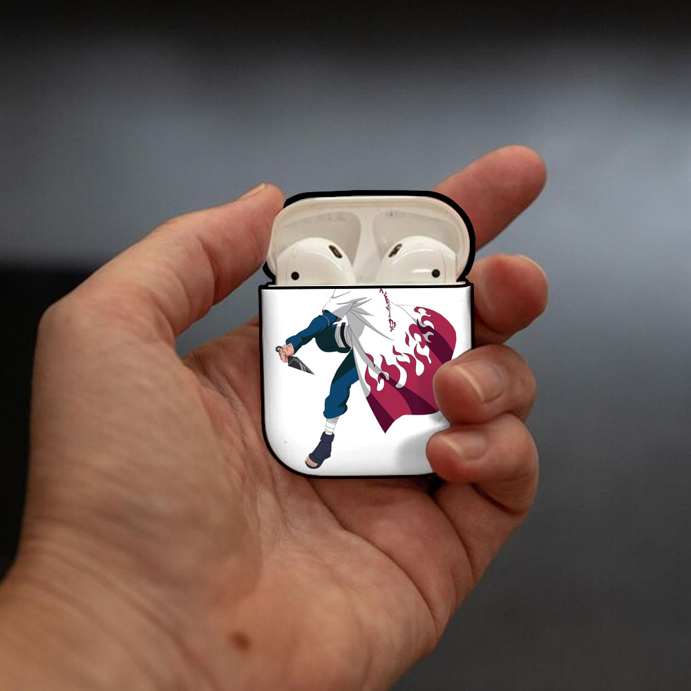 NARUTO -ナルト- 波風 ミナト Namikaze Minato AirPods 第2世代保護ケース ハードシェル ブラック 耐衝撃・防指紋・カラビナ付き