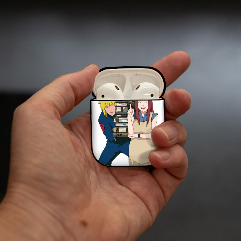 NARUTO -ナルト- 波風 ミナト Namikaze Minato AirPods 第2世代保護ケース ハードシェル ブラック 耐衝撃・防指紋・カラビナ付き