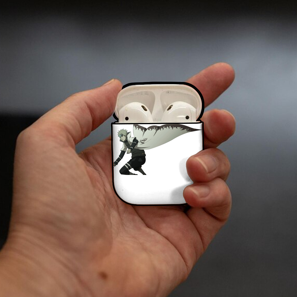NARUTO -ナルト- 波風 ミナト Namikaze Minato AirPods 第2世代保護ケース ハードシェル ブラック 耐衝撃・防指紋・カラビナ付き