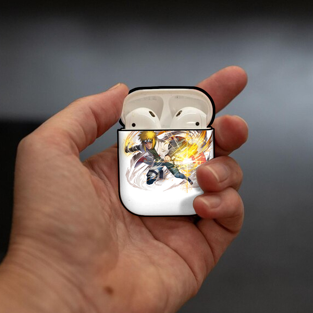 NARUTO -ナルト- 波風 ミナト Namikaze Minato AirPods 第2世代保護ケース ハードシェル ブラック 耐衝撃・防指紋・カラビナ付き