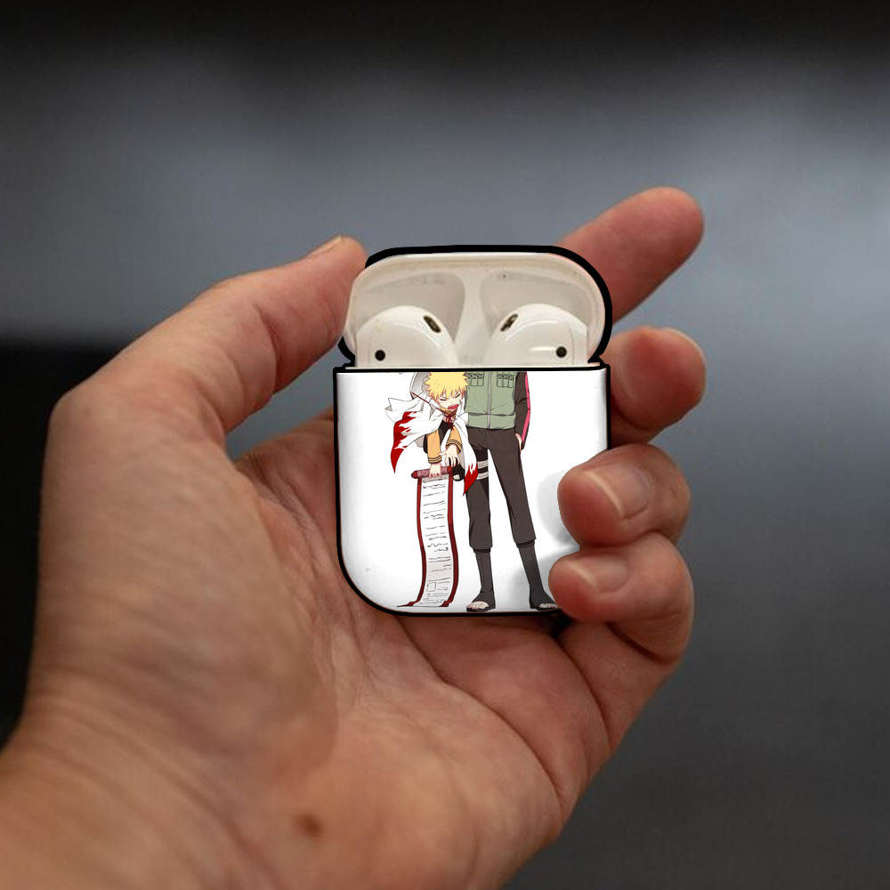 NARUTO -ナルト- 波風 ミナト Namikaze Minato AirPods 第2世代保護ケース ハードシェル ブラック 耐衝撃・防指紋・カラビナ付き