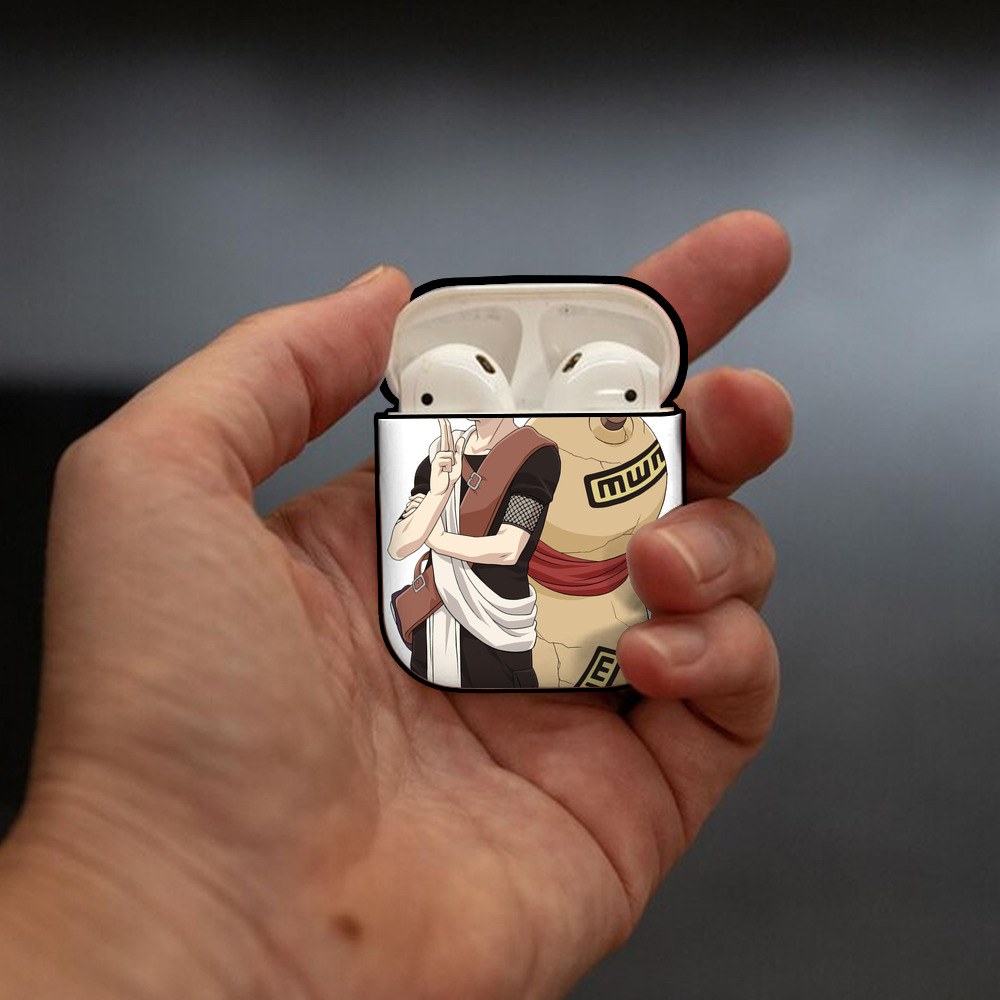 NARUTO -ナルト- ガアラ Gaara AirPods 第2世代保護ケース ハードシェル ブラック 耐衝撃・防指紋・カラビナ付き