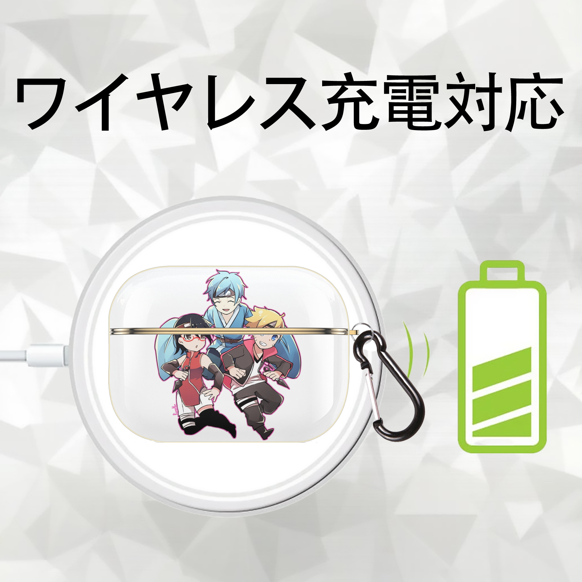 NARUTO -ナルト- うちは サラダ Uchiha Sarada 【AirPods Pro用】ハードシェル保護ケース｜耐衝撃・防指紋・カラビナ付き商品仕様