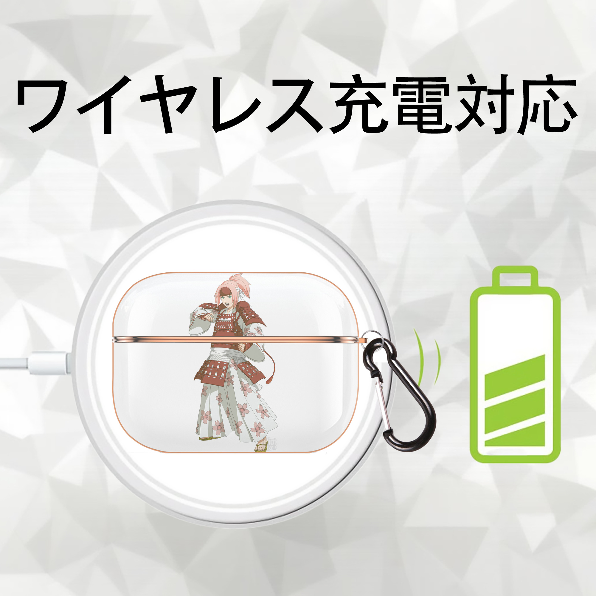 NARUTO -ナルト- 春野サクラ Haruno Sakura 【AirPods Pro用】ハードシェル保護ケース｜耐衝撃・防指紋・カラビナ付き商品仕様